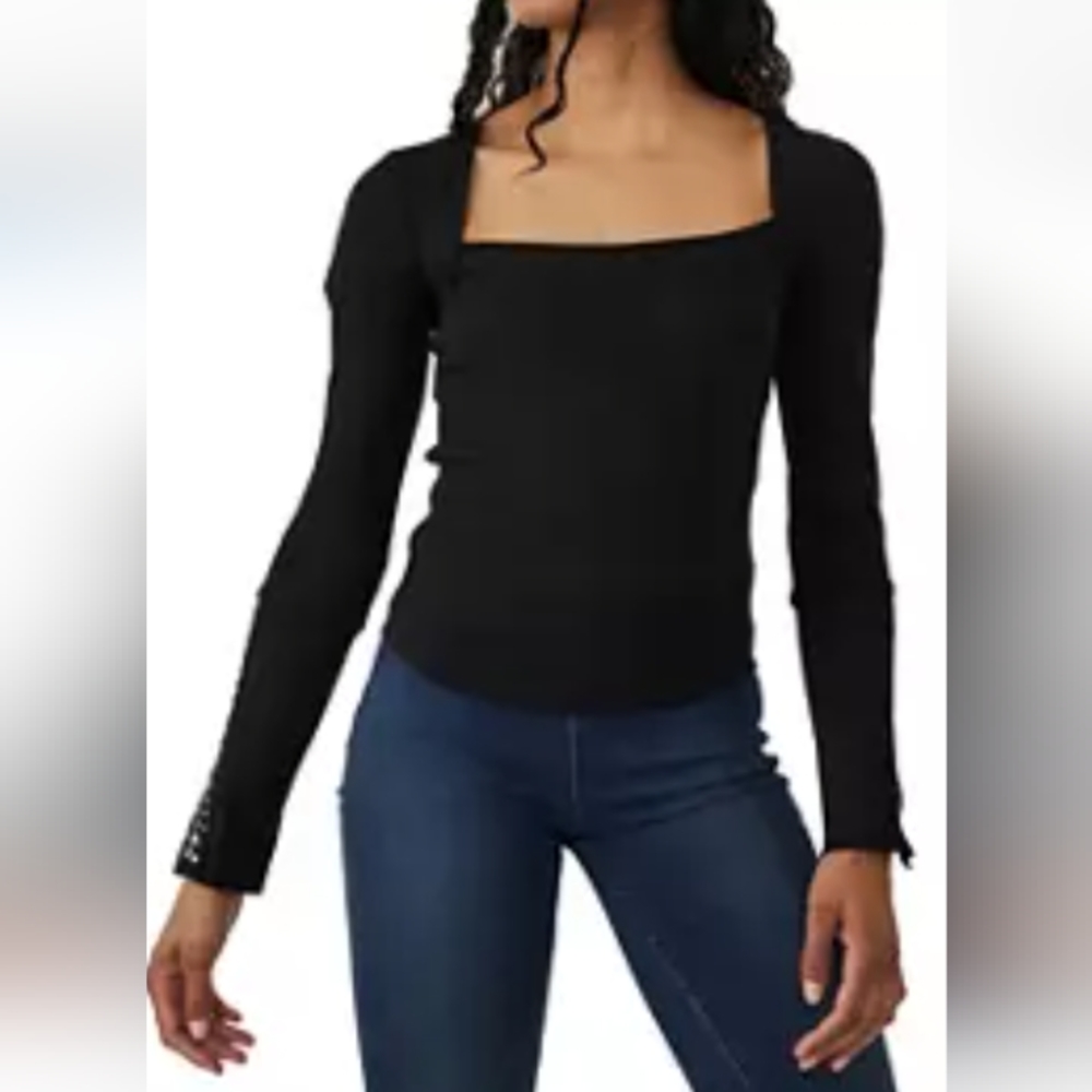Free People A Little Unruly Thermal Top/Black